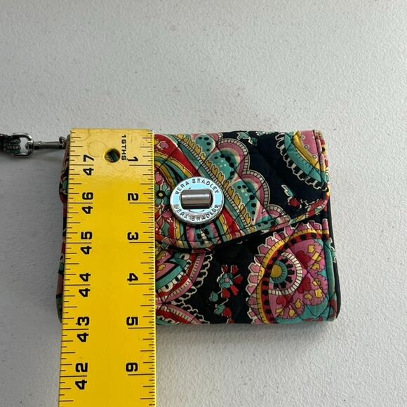 Vera Bradley Wallet Wristlet 6.5" Twist lock Multicolor Quilted Geometric Floral - Picture 8 of 11